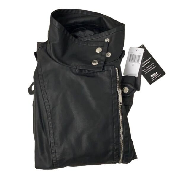 Sebby Collection Asymmetrical Faux Leather Jacket - Picture 4 of 4